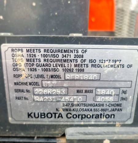 
								2022 Kubota U17-3 – Sale is a complete pack full									