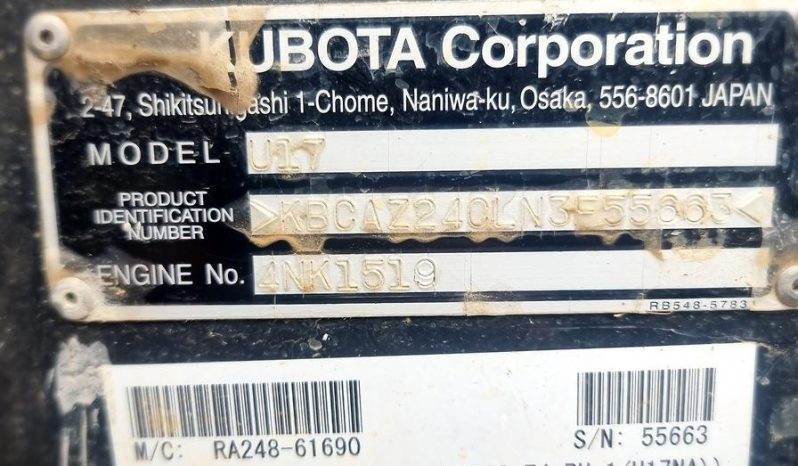 
								2022 Kubota U17-3 – Sale is a complete pack full									
