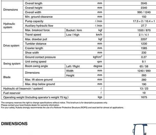 
								2022 Kubota U17-3 – Sale is a complete pack full									